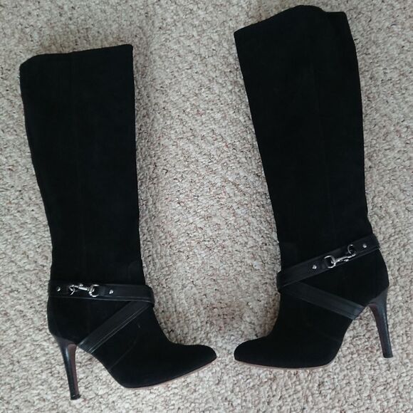Coach Milly Suede Leather Vachetta Black Knee boot - Picture 1 of 8